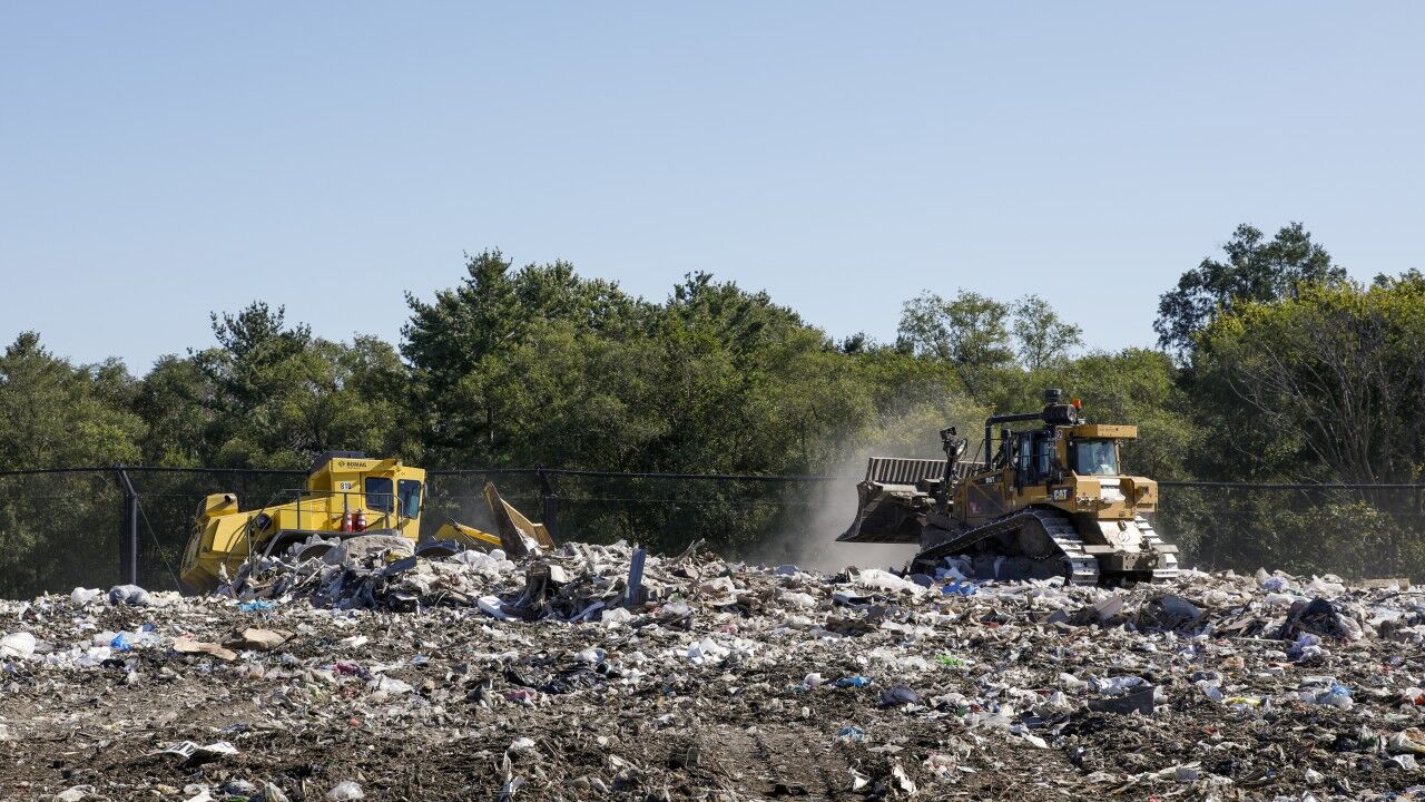 machines on top of landfill